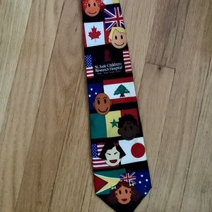 Men St. Jude’s Hospital Neck Tie International Flags Cartoon kids Vintage
